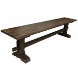 Dark walnut pedestal trestle bench