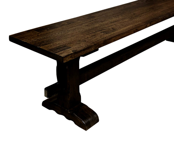 Dark walnut pedestal trestle bench