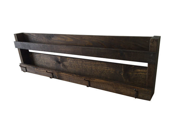 Rustic Wall organizer Shelf with hooks