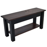 Red Mahogany and Black Bench with Shelf storage bench shoe shelf rack farmhouse rustic country