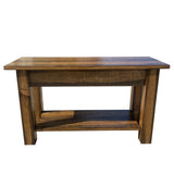 Barnwood Bench with Storage Shelf