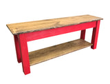 Light Walnut and Barn Red Storage Bench