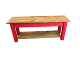 Light Walnut and Barn Red Storage Bench