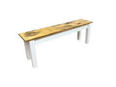 Barnwood & White Bench – Ezekiel and Stearns