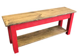Light Walnut and Barn Red Storage Bench