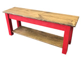 Light Walnut and Barn Red Storage Bench