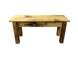 Solid wood farmhouse bench, rustic bench, seating, farmhouse, cabin, lodge seating, entryway bench, mudroom bench, furniture, pine, longleaf pine, all wood, shelf, shoe rack, storage, organization