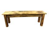 Solid wood farmhouse bench, rustic bench, seating, farmhouse, cabin, lodge seating, entryway bench, mudroom bench, furniture, pine, longleaf pine, all wood, shelf, shoe rack, storage, organization