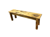 Solid wood farmhouse bench, rustic bench, seating, farmhouse, cabin, lodge seating, entryway bench, mudroom bench, furniture, pine, longleaf pine, all wood, shelf, shoe rack, storage, organization