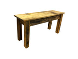 Solid wood farmhouse bench, rustic bench, seating, farmhouse, cabin, lodge seating, entryway bench, mudroom bench, furniture, pine, longleaf pine, all wood, shelf, shoe rack, storage, organization