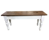 Solid wood farmhouse bench, rustic bench, seating, farmhouse, cabin, lodge seating, entryway bench, mudroom bench, furniture, pine, longleaf pine, all wood, shelf, shoe rack, storage, organization