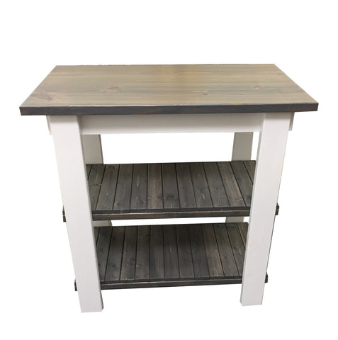 Rustic Shabby chic Cottage Kitchen Island with shelves