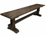 Dark walnut pedestal trestle bench