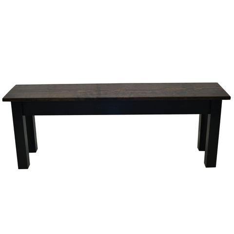 Dark Walnut & Black Farmhouse Bench – Ezekiel and Stearns