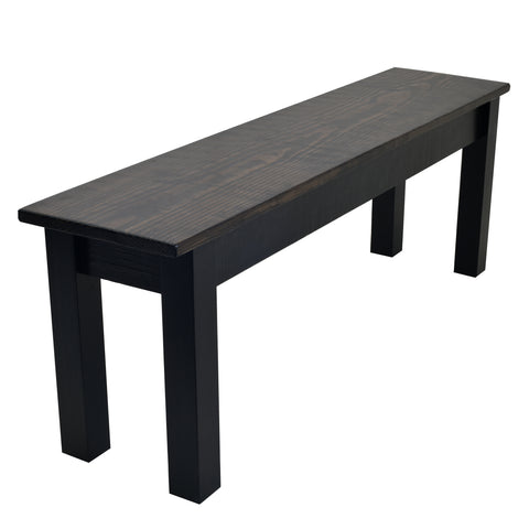 Dark Walnut & Black Farmhouse Bench – Ezekiel and Stearns