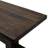 Dark walnut pedestal trestle bench