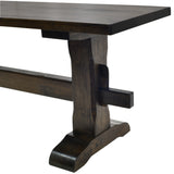 Dark walnut pedestal trestle bench