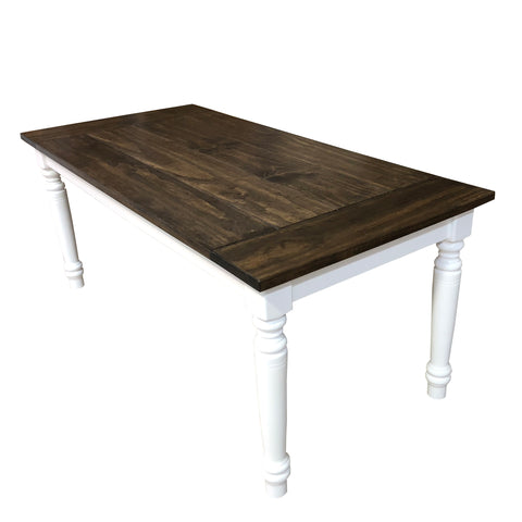 Dark Walnut and White English Farmhouse Table