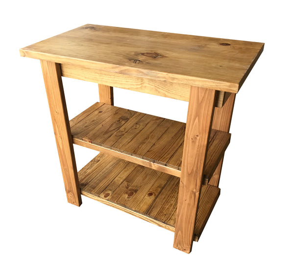 Rustic Golden Oak Kitchen Island