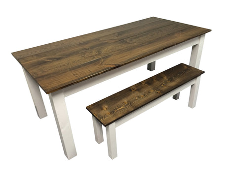 Dark Walnut & White Farm Table Harvest Table, Farmhouse table Rustic Table
