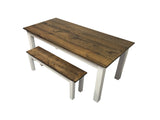 Dark Walnut & White Farm Table Harvest Table, Farmhouse table Rustic Table