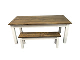 Dark Walnut & White Farm Table Harvest Table, Farmhouse table Rustic Table