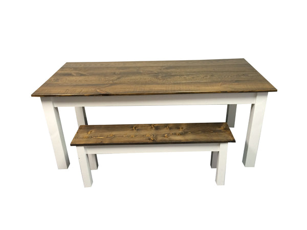 Dark Walnut & White Farm Table Harvest Table, Farmhouse table Rustic Table