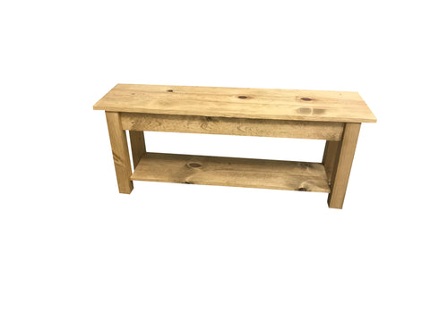Ranch Golden Oak Bench with Shelf